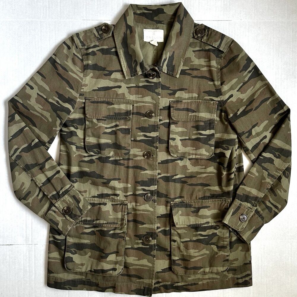 Caslon Green Camo Jacket Women’s Size M Utility Oversize Military Cotton Army